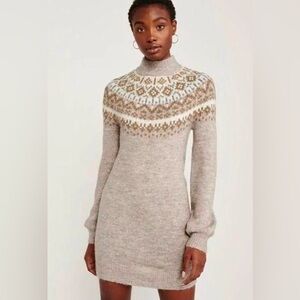 Abercrombie & Fitch Fair Isle Mock Neck Sweater Dress Women Size SMALL